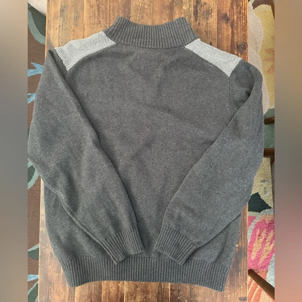 Weatherproof Vintage Men's Gray Patterned Quarter zip pullover sweater